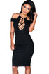 Sexy Nightwalker Bodycon Lace-up Hollow-out Dress in Black